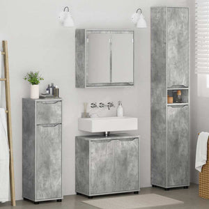 Badezimmermöbel Set mit Regal Beton Grau 4-teilig