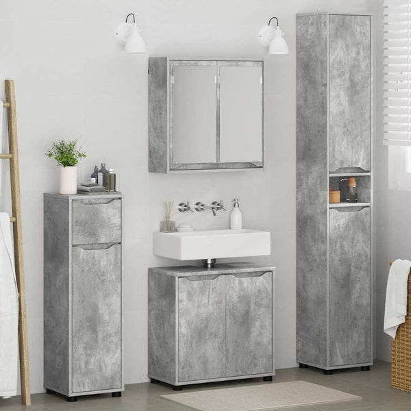 Badezimmermöbel Set mit Regal Beton Grau 4-teilig