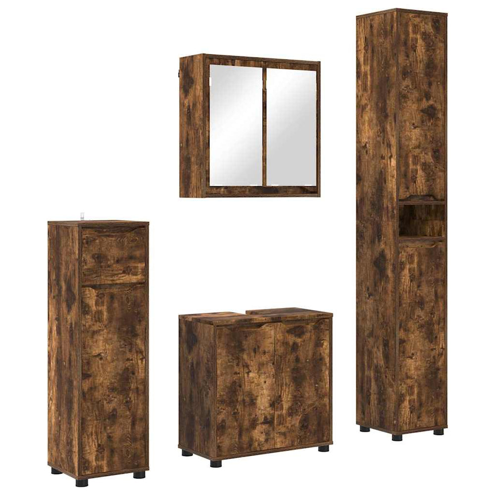 Badmöbel Set 4-teilig Geräucherte Eiche