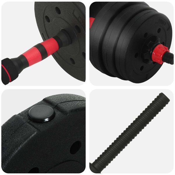 30kg Hantelset Schwarz/Rot