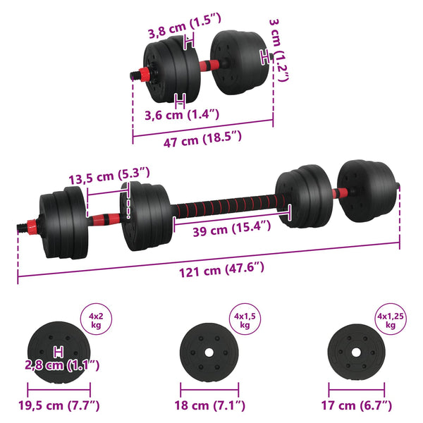 30kg Hantelset Schwarz/Rot