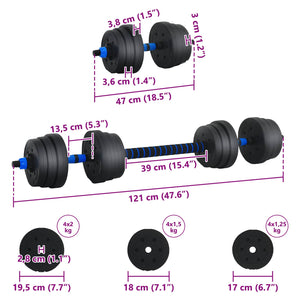 30kg Hantelset Schwarz & Blau