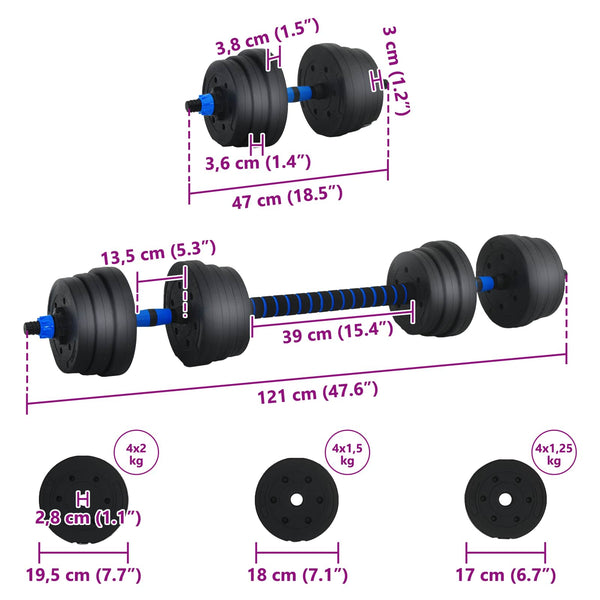 30kg Hantelset Schwarz & Blau