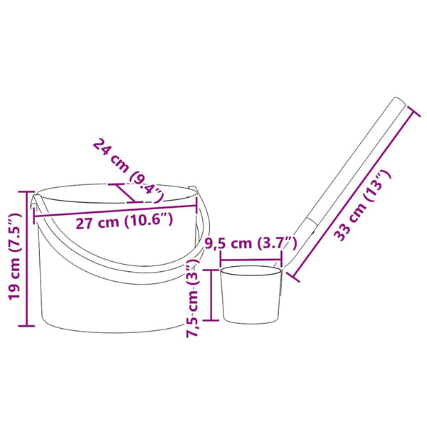 Sauna Zubehör Set, 2-teilig, Schwarz