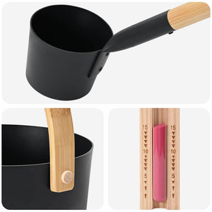 Schwarzes Sauna Zubehör Set, 4-teilig