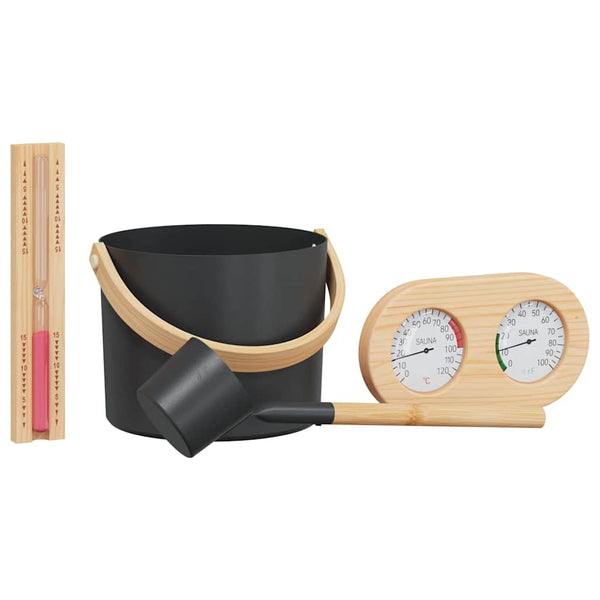 Schwarzes Sauna Zubehör Set, 4-teilig