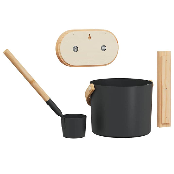 Schwarzes Sauna Zubehör Set, 4-teilig