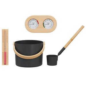 Schwarzes Sauna Zubehör Set, 4-teilig