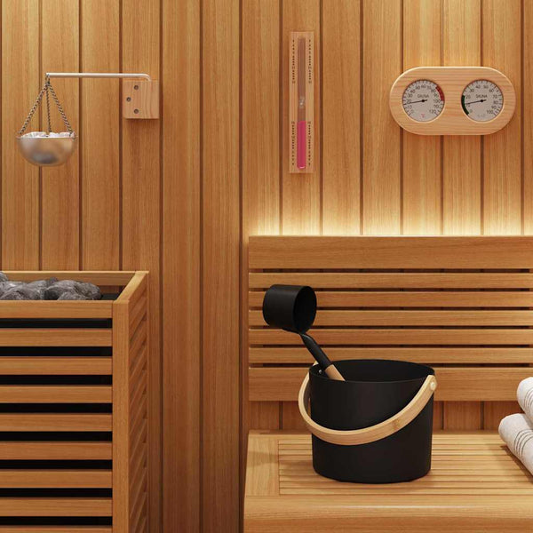 Sauna Zubehör Set, 5-teilig, Schwarz