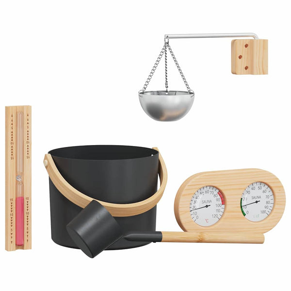 Sauna Zubehör Set, 5-teilig, Schwarz