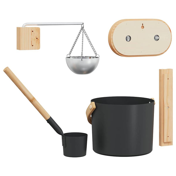 Sauna Zubehör Set, 5-teilig, Schwarz