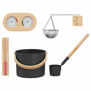 Sauna Zubehör Set, 5-teilig, Schwarz