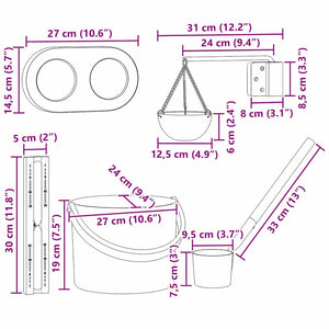 Sauna Zubehör Set, 5-teilig, Schwarz