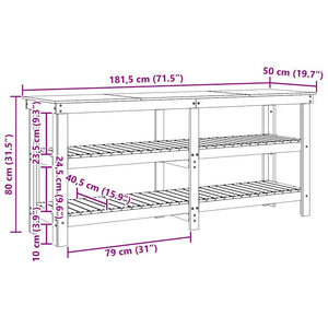 Werkbank Wachsbraun Kiefer Massivholz 181,5cm