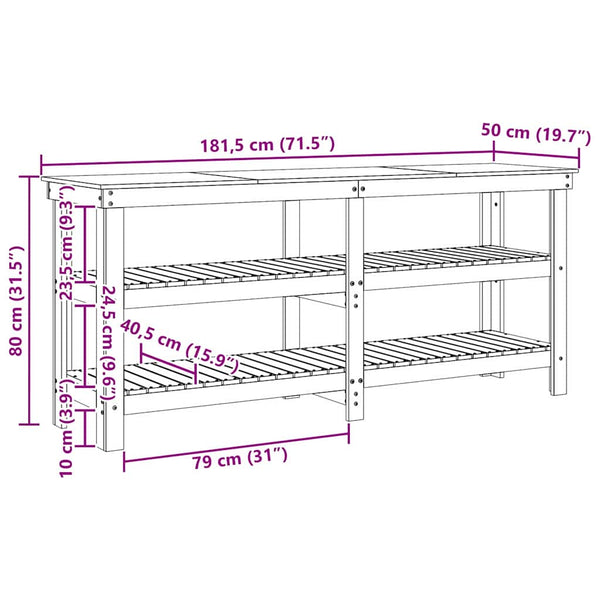Werkbank Wachsbraun Kiefer Massivholz 181,5cm