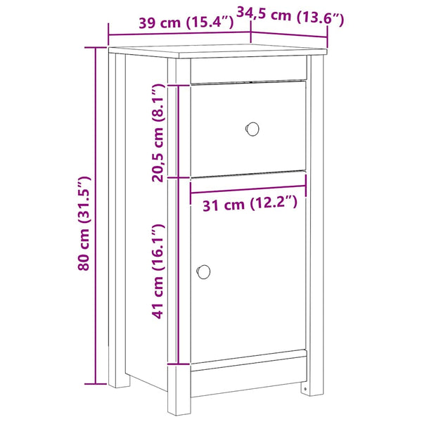 Sideboard 2er Set, Wachsbraun, 39x34,5x80 cm