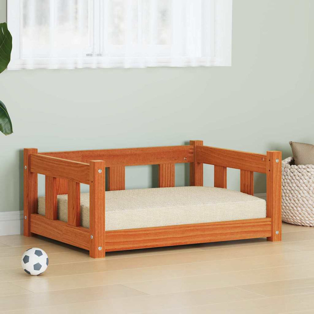 Hundebett Kiefer Massivholz Wachsbraun 65,5cm