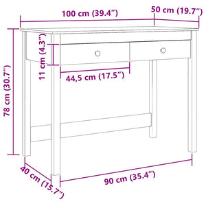 Massivholz Schreibtisch Kiefer 100x50 cm Braun