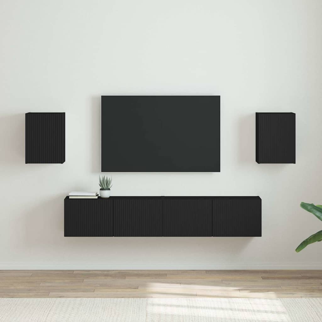 TV-Wandschrank Schwarz, 2er-Set