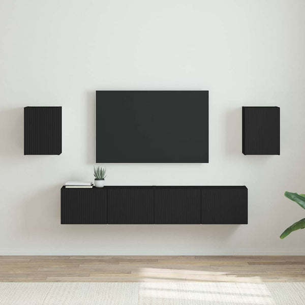 TV-Wandschrank Schwarz, 2er-Set