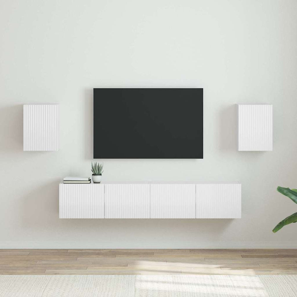 TV-Wandschrank, 2er Set, Weiß Glänzend