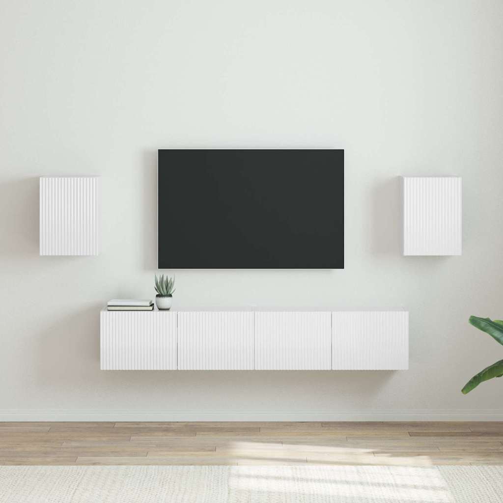 TV-Wandschrank, 2er Set, Weiß Glänzend