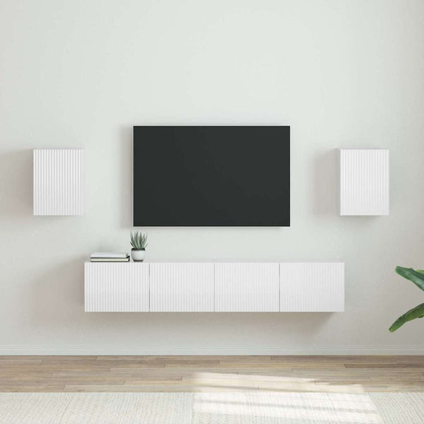 TV-Wandschrank, 2er Set, Weiß Glänzend