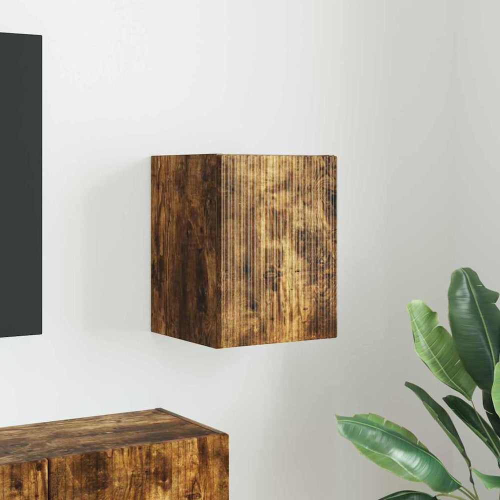 vidaXL Meuble TV mural chêne fumé 30 x 31 x 40 cm bois d'ingénierie