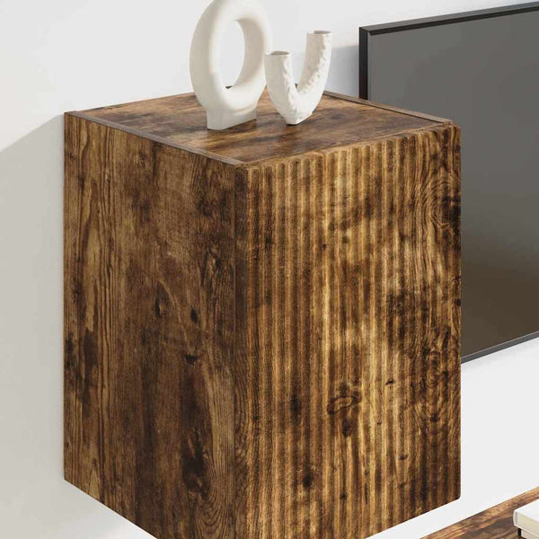 vidaXL Meuble TV mural 2 pcs Chêne fumé 30 x 31 x 40 cm