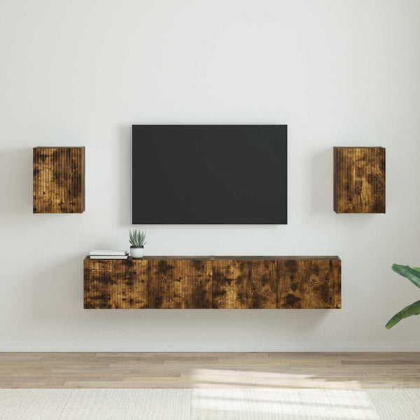 vidaXL Meuble TV mural 2 pcs Chêne fumé 30 x 31 x 40 cm