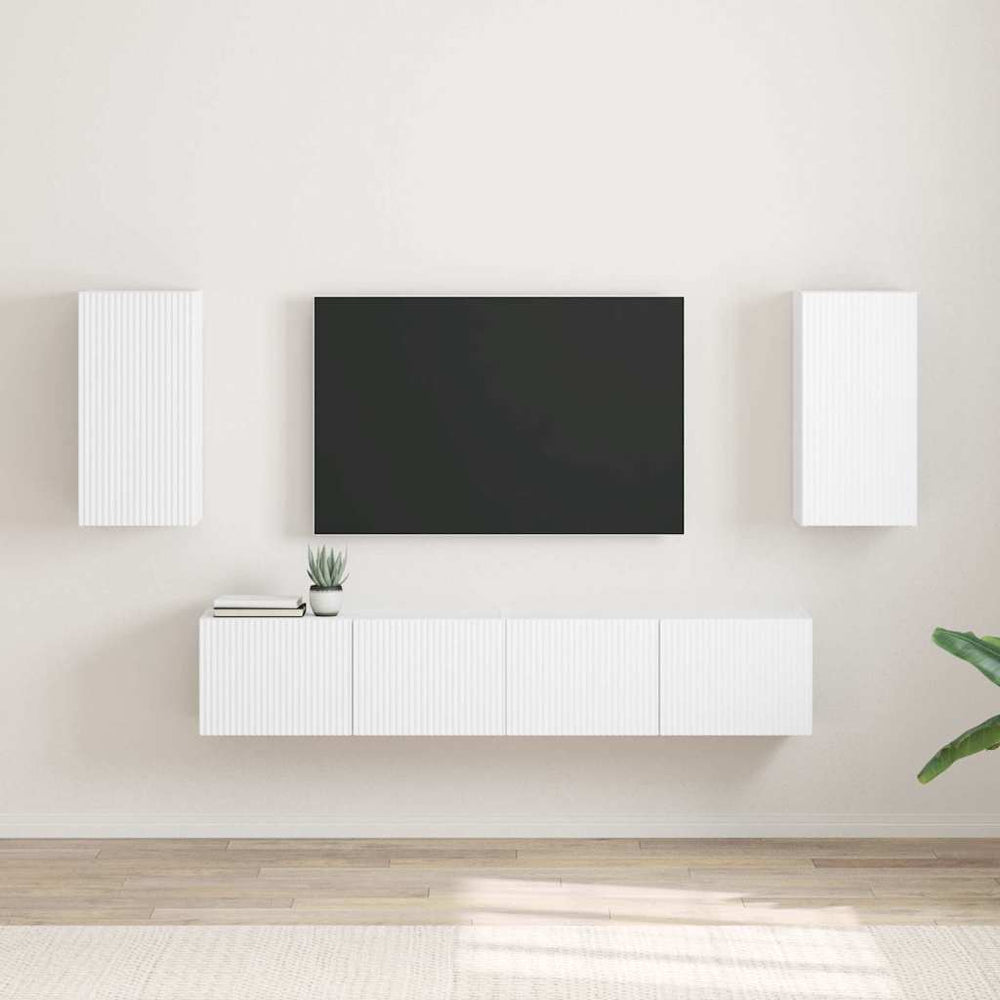 Weiße TV-Wandschränke, 2er-Set