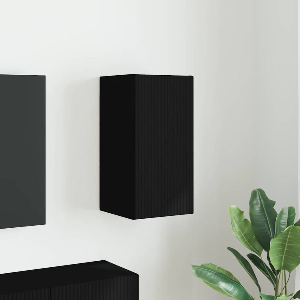 Schwarzer TV-Wandschrank 30x60 cm