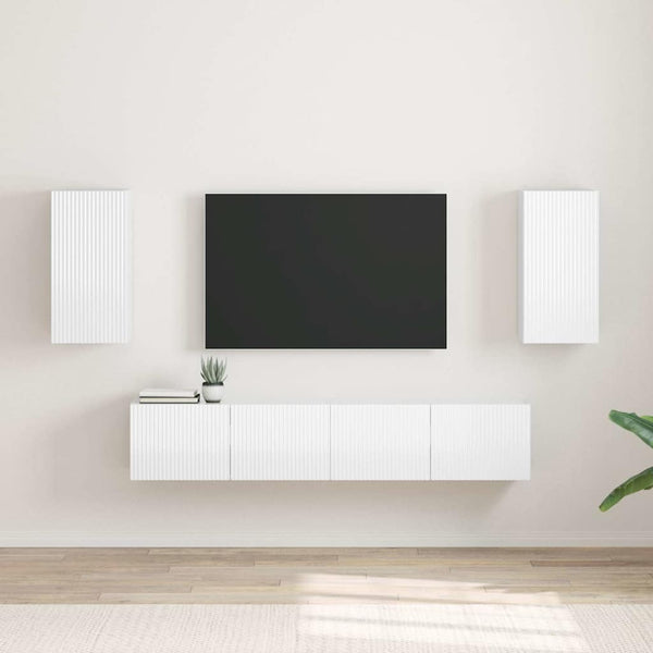 TV-Wandschrank, 2er Set, Weiß Glänzend
