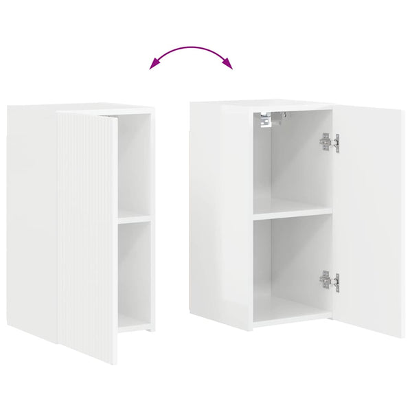 TV-Wandschrank, 2er Set, Weiß Glänzend
