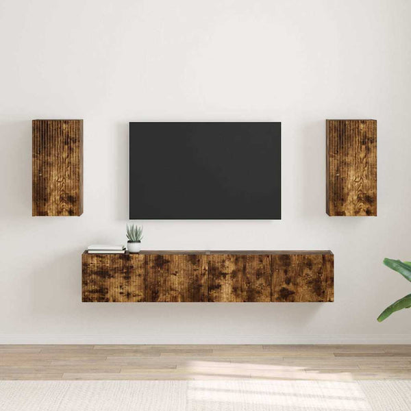vidaXL Meuble TV mural 2 pcs Chêne fumé 30 x 31 x 60 cm