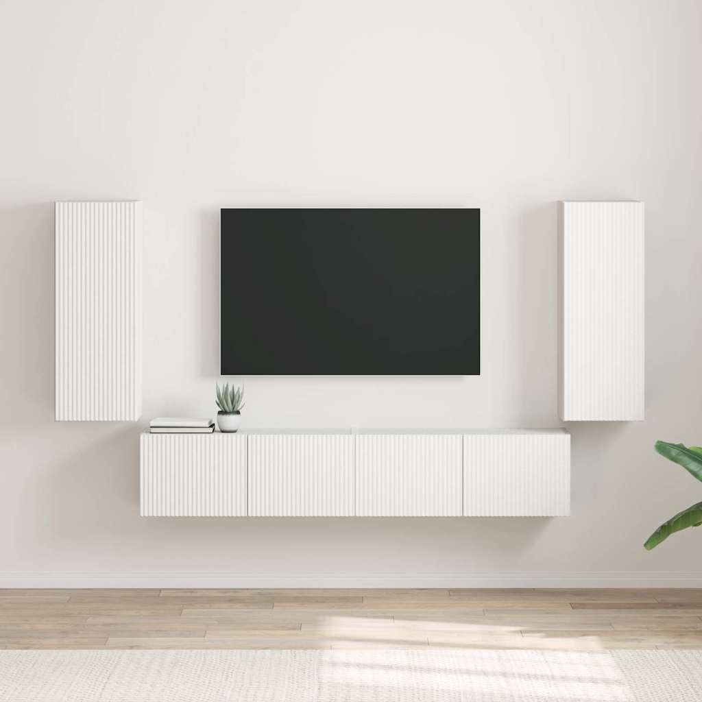 Weiße TV-Wandschränke, 2er-Set