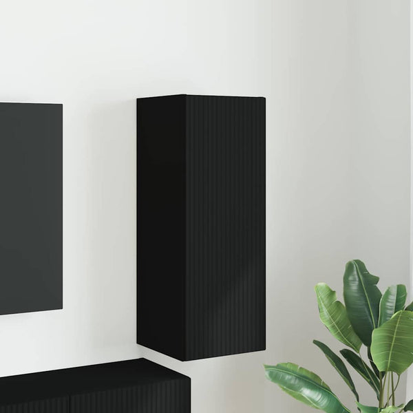 Schwarzer TV-Wandschrank 30x31x80cm