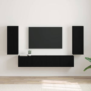 TV-Wandschrank Schwarz Holzwerkstoff 2er-Set