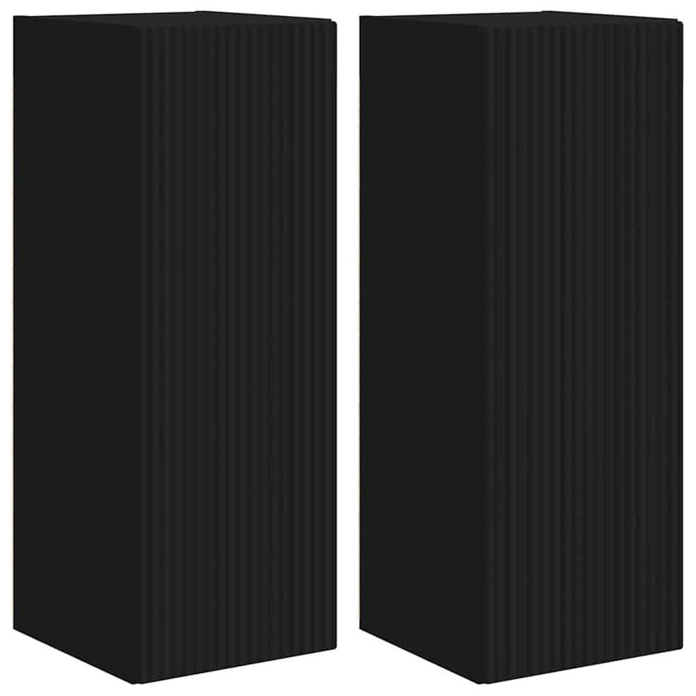 vidaXL Meuble TV mural 2 pcs Noir 30 x 31 x 80 cm Bois d'ingénierie