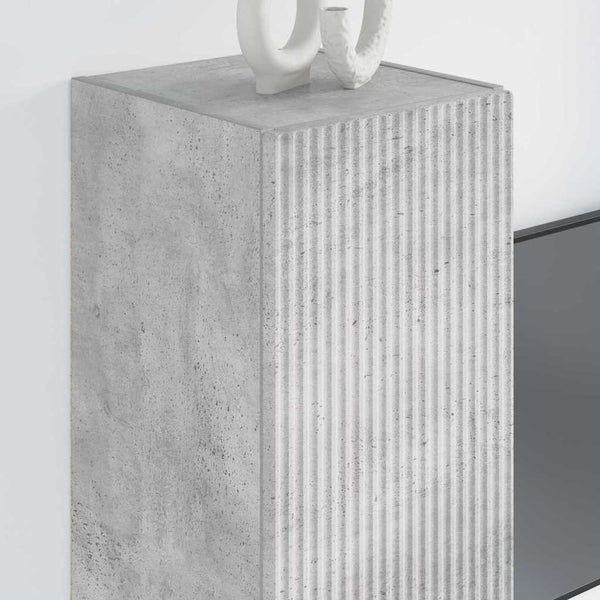 vidaXL Meuble TV mural 2 pcs Béton 30 x 31 x 80 cm Bois d'ingénierie