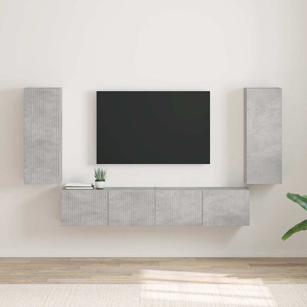 vidaXL Meuble TV mural 2 pcs Béton 30 x 31 x 80 cm Bois d'ingénierie