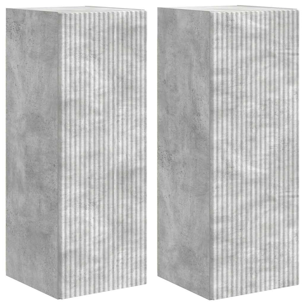vidaXL Meuble TV mural 2 pcs Béton 30 x 31 x 80 cm Bois d'ingénierie