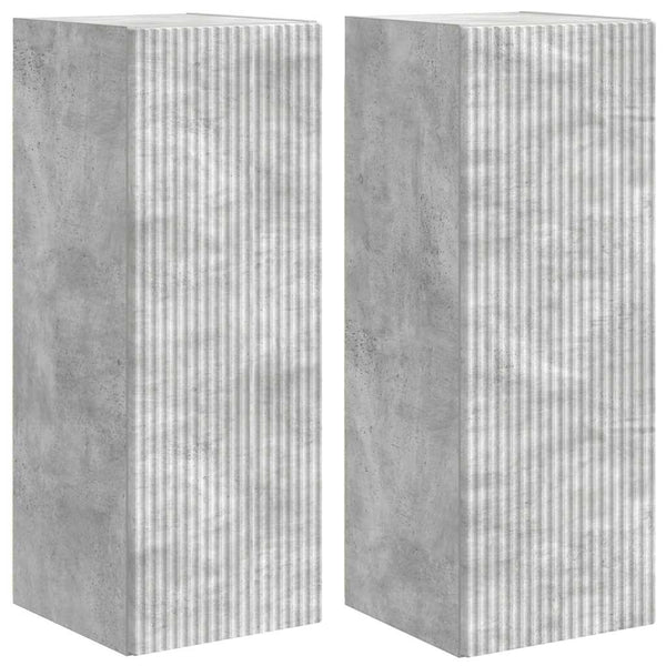 vidaXL Meuble TV mural 2 pcs Béton 30 x 31 x 80 cm Bois d'ingénierie