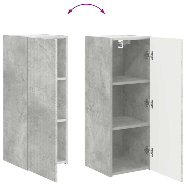 vidaXL Meuble TV mural 2 pcs Béton 30 x 31 x 80 cm Bois d'ingénierie