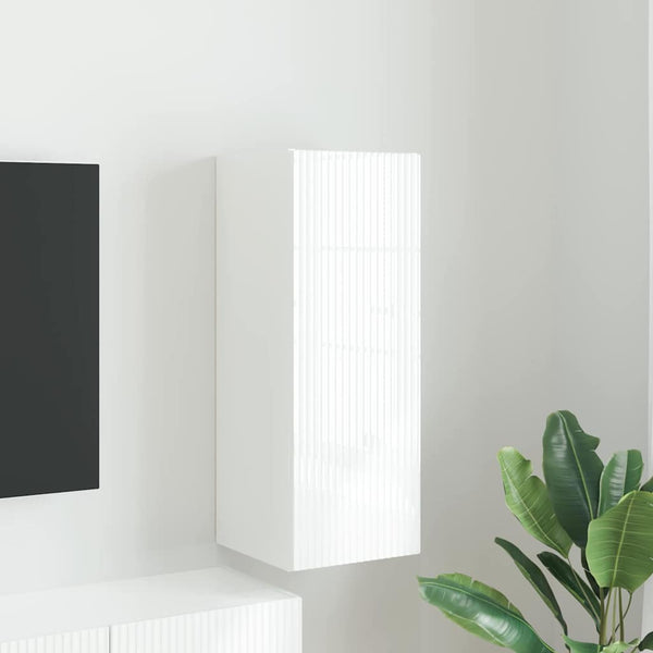 TV-Wandschrank Weiß Glänzend 30x80 cm