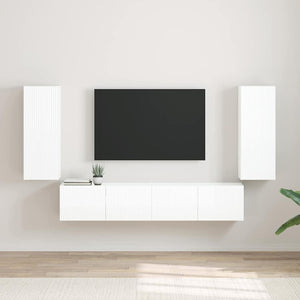 TV-Wandschrank, 2er Set, Glänzend Weiß, 30x80 cm