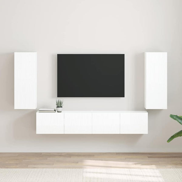 TV-Wandschrank, 2er Set, Glänzend Weiß, 30x80 cm