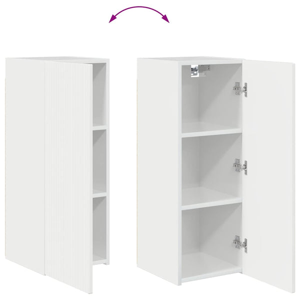 TV-Wandschrank, 2er Set, Glänzend Weiß, 30x80 cm