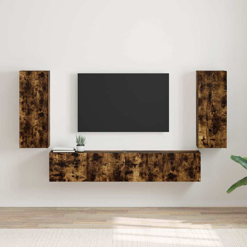 TV-Wandschrank 2er Set, Geräucherte Eiche