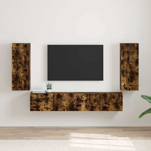 vidaXL Meuble TV mural 2 pcs Chêne fumé 30 x 31 x 80 cm